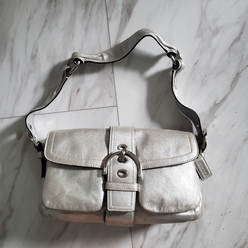 Vintage silver coach purse